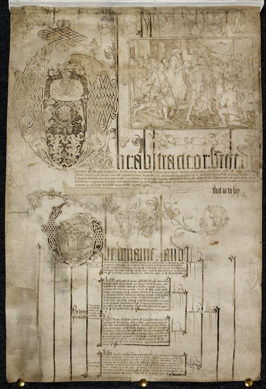 Badanie gruntów opactwa Colchester, Egerton MS 2164 autorstwa English School