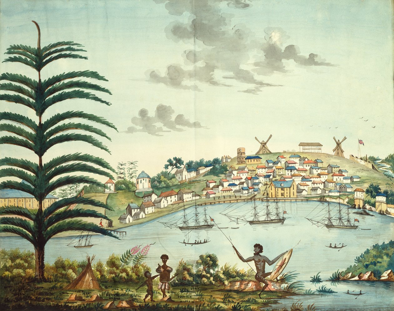 Sydney Cove and Town, c.1806 (akwarela) autorstwa English School