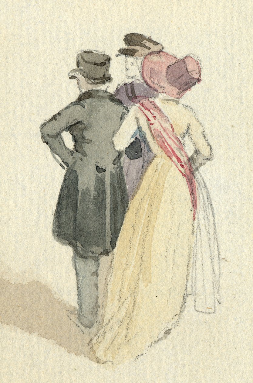 Trzy postacie, ok. 1825 (wc na papierze) autorstwa English School