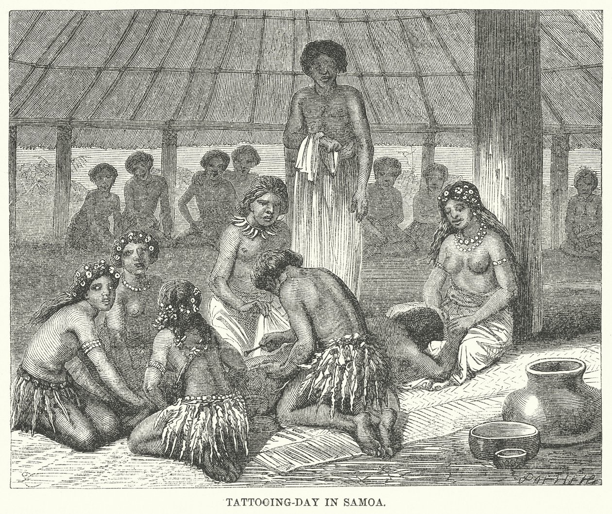 Dzień tatuażu na Samoa (grawerunek) autorstwa English School