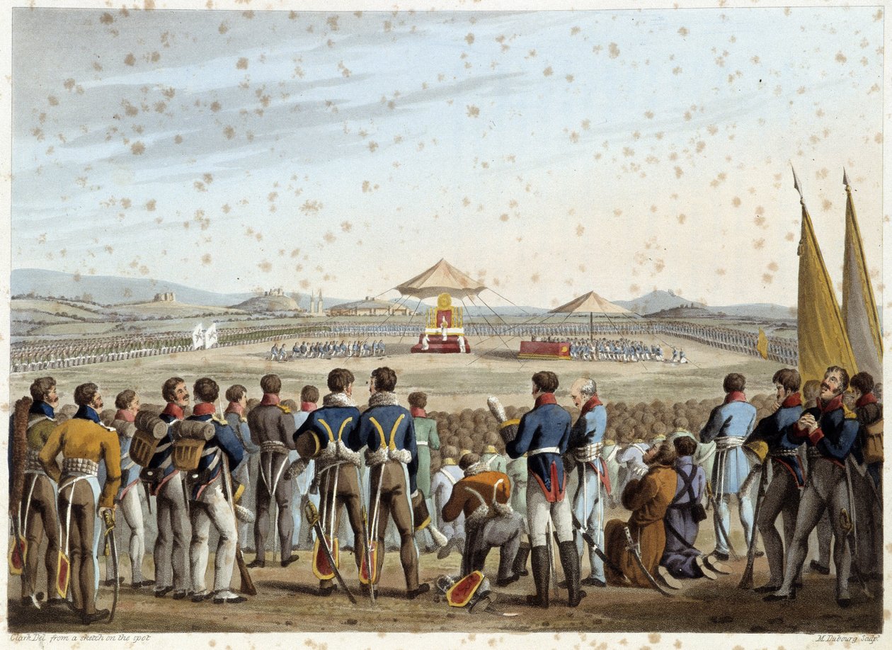 Te deum na polu bitwy w "Historycznych, wojskowych i morskich anegdotach i incydentach, które dotarły do broni Wielkiej Brytanii i jej sojuszników, kończąc na Waterloo" Edwarda Orme
