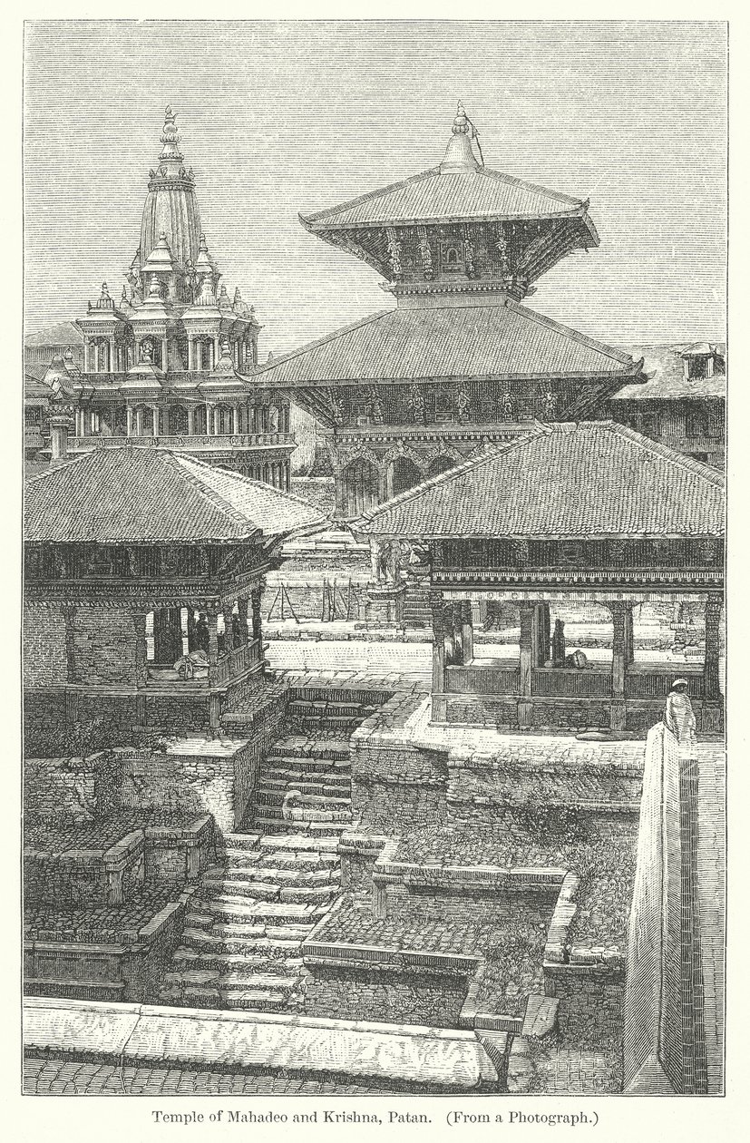 Świątynia Mahadeo i Kryszny, Patan (rycina) autorstwa English School