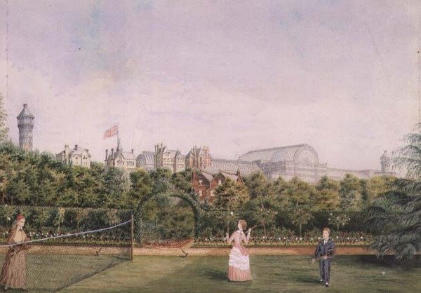 Tenis w Crystal Palace (akwarela wzmocniona bielą) autorstwa English School