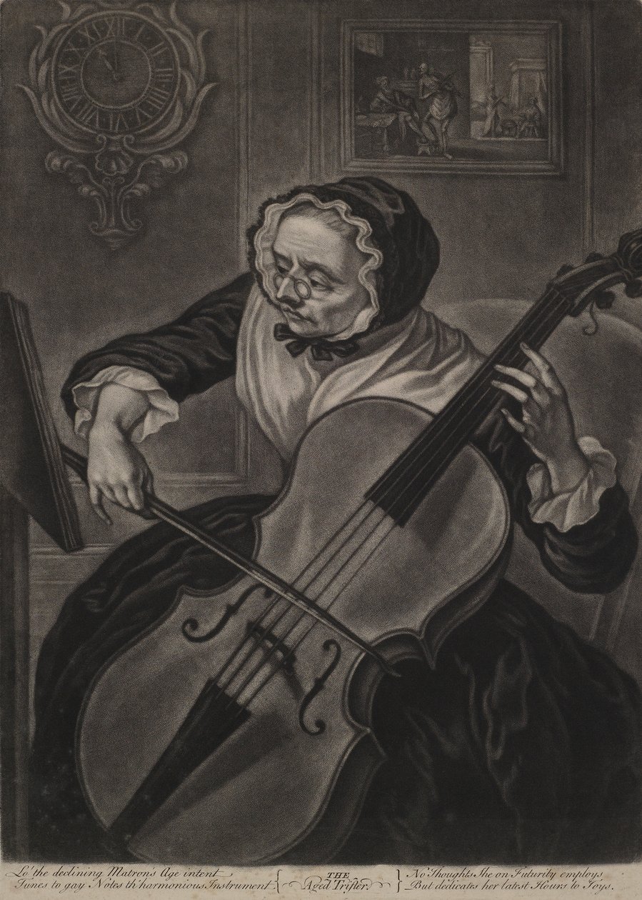 Starzejący się Trifler, ok. 1750 (mezzotinta) autorstwa English School