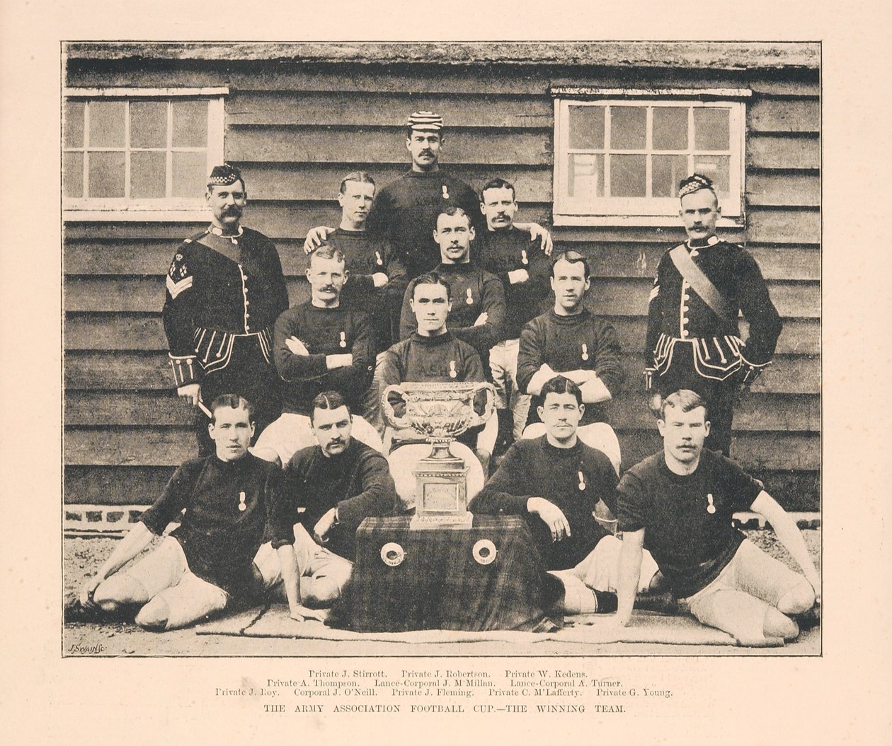 Puchar Związku Armii w piłce nożnej - zwycięska drużyna, z The Illustrated Sporting and Dramatic News, 18 maja 1889 r. autorstwa English School