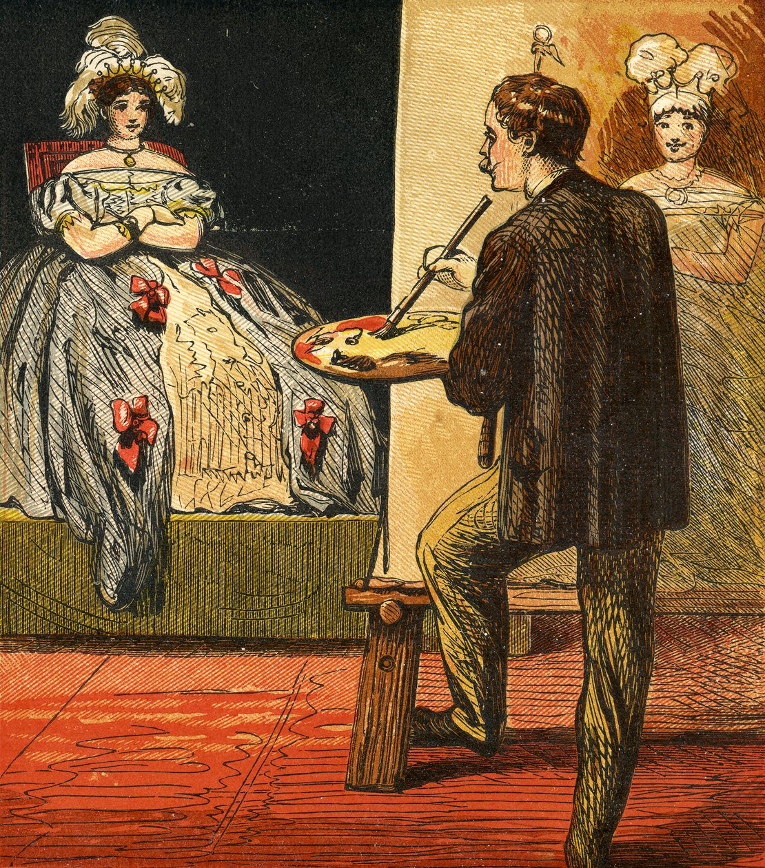 Artysta malujący portret w swojej pracowni, 1867 autorstwa English School