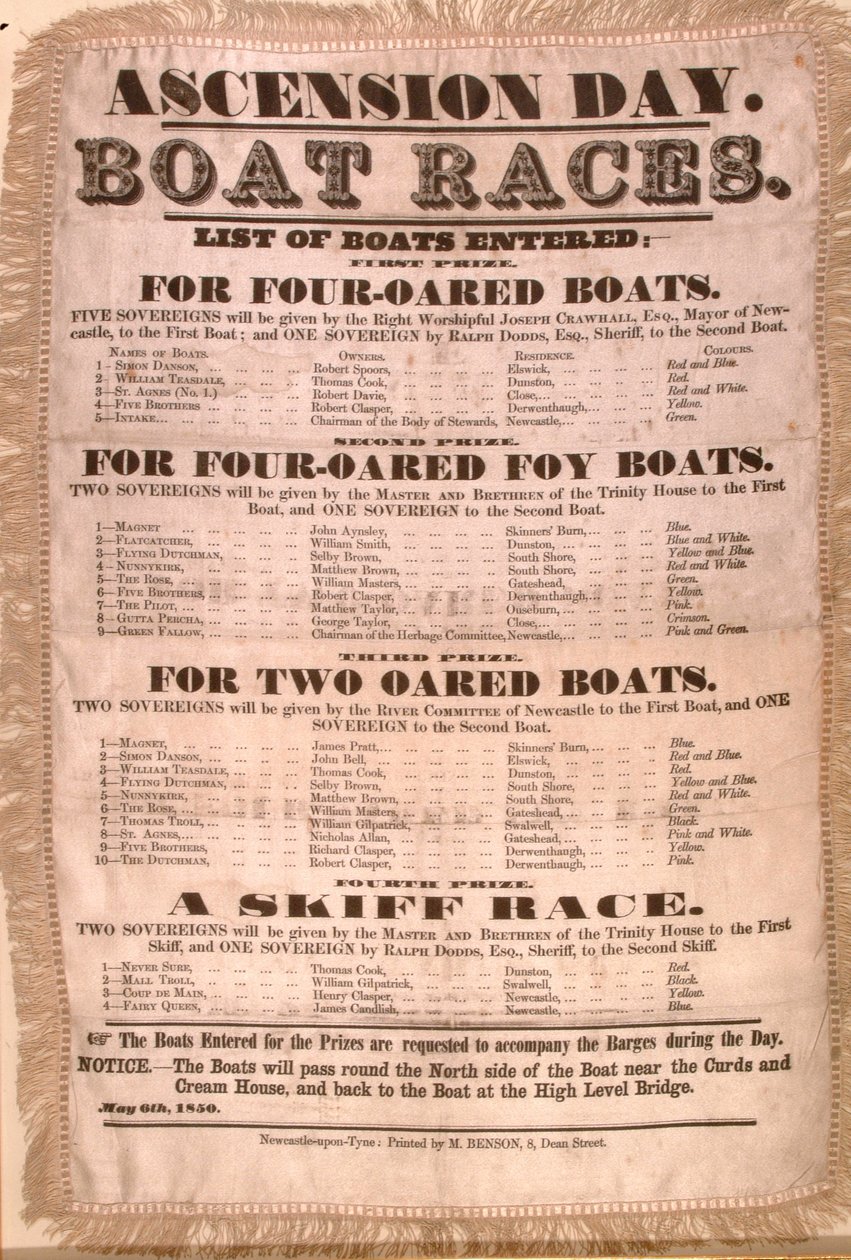 Program regat w dniu Wniebowstąpienia, 6 maja 1850 (jedwab) autorstwa English School