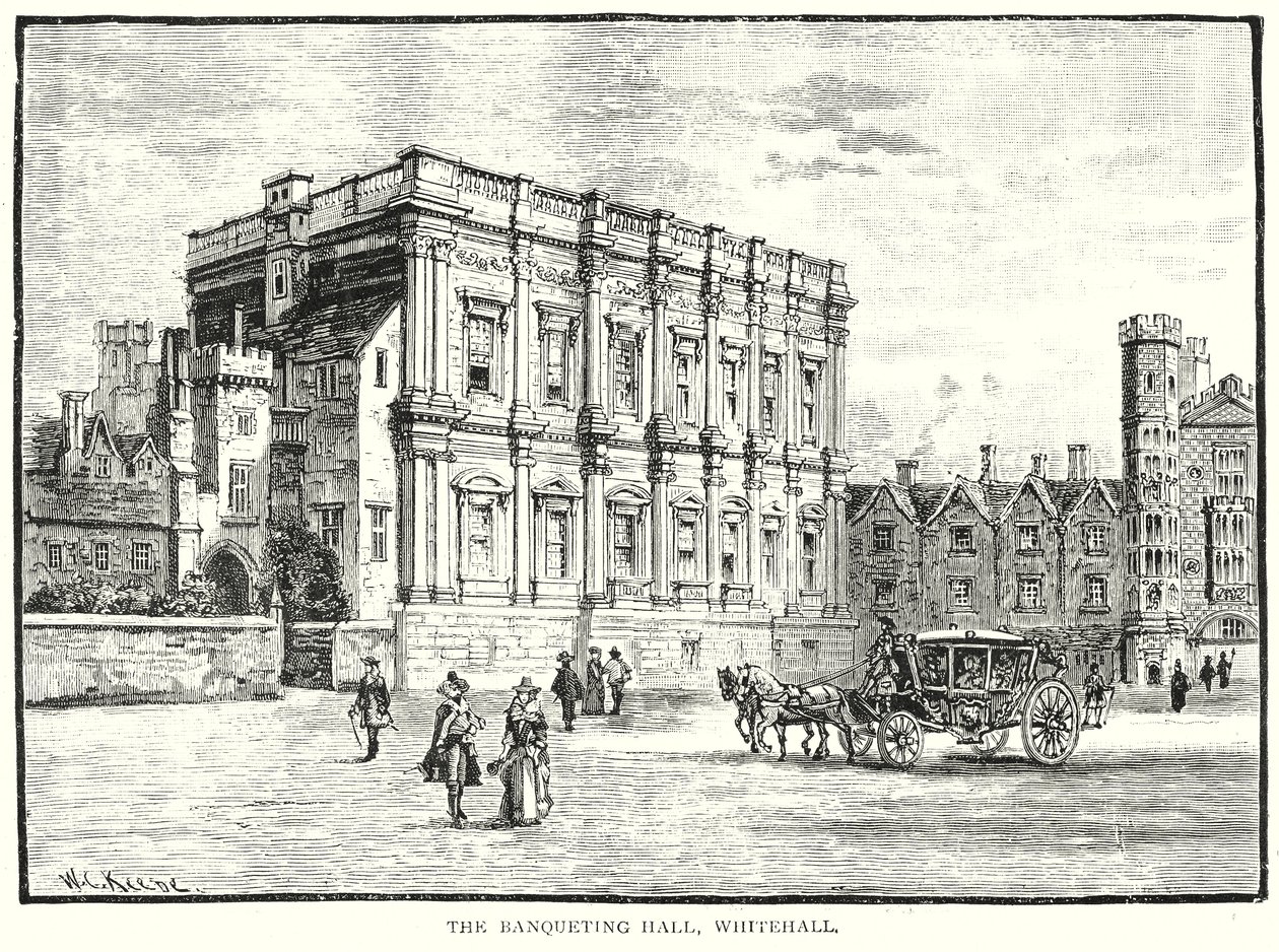 Sala bankietowa, Whitehall (rycina) autorstwa English School