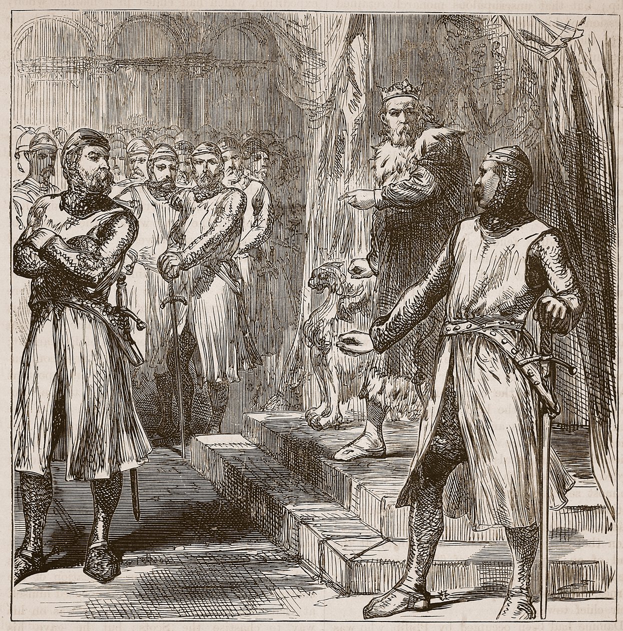 Bunt baronów przeciwko królowi, ilustracja z Cassells Illustrated History of England (zdjęcie w sepii) autorstwa English School