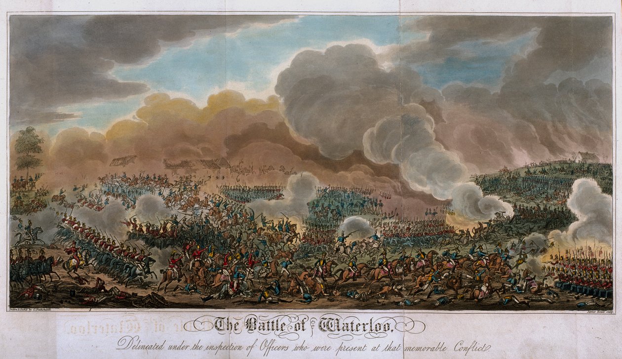 Bitwa pod Waterloo, 1815, 1817 (akwatinta) autorstwa English School