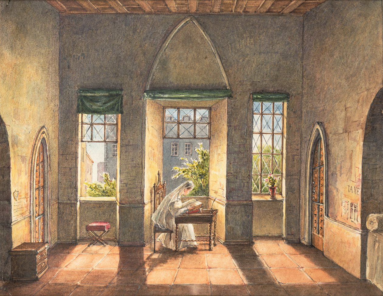 Wieża Beauchamp, ok.1825 (akwarela na papierze) autorstwa English School