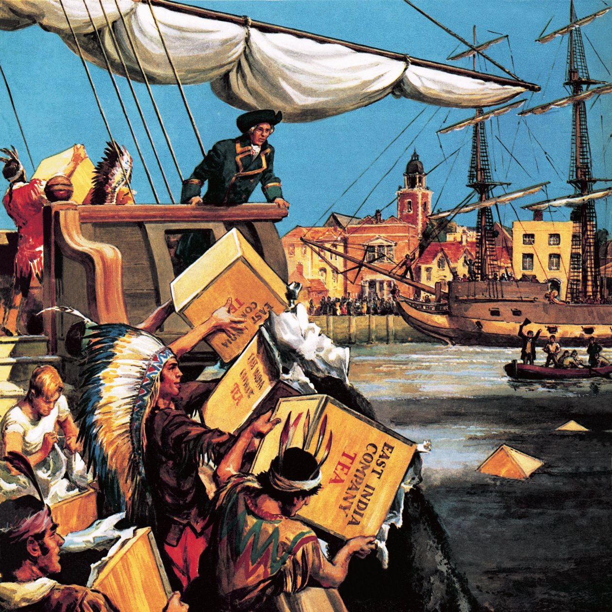The Boston Tea Party (litografia) autorstwa English School