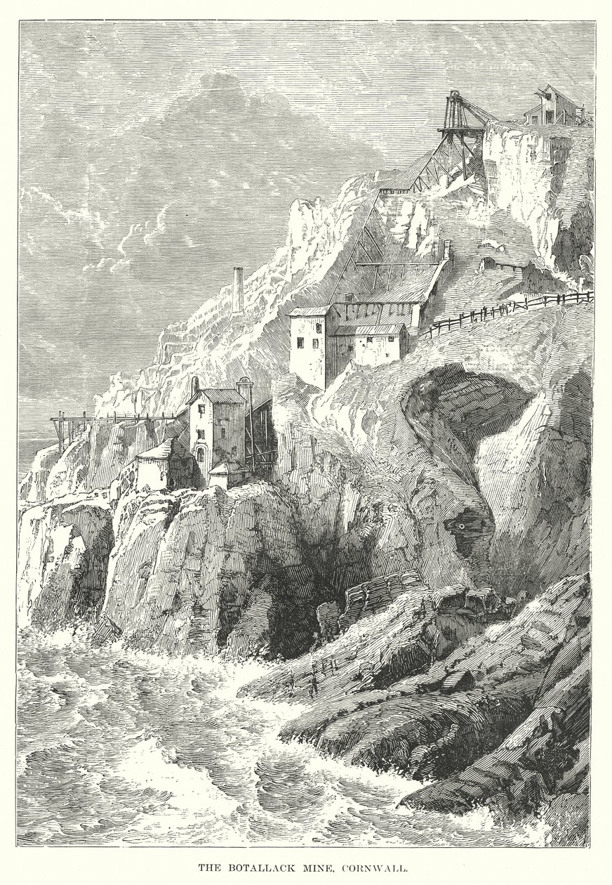 Kopalnia Botallack, Kornwalia (rycina) autorstwa English School