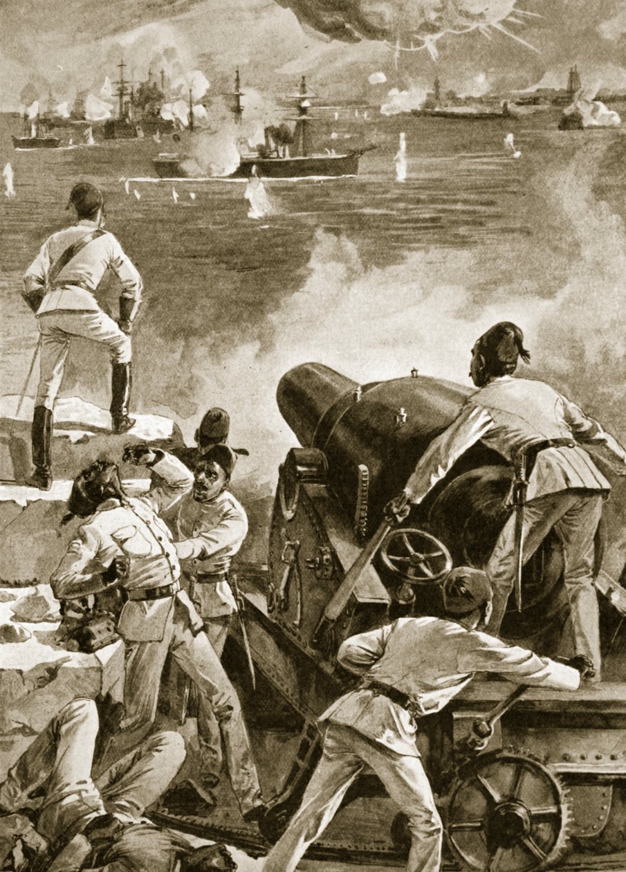 Flota Brytyjska bombarduje porty w Aleksandrii, 11 lipca 1882 r. autorstwa English School