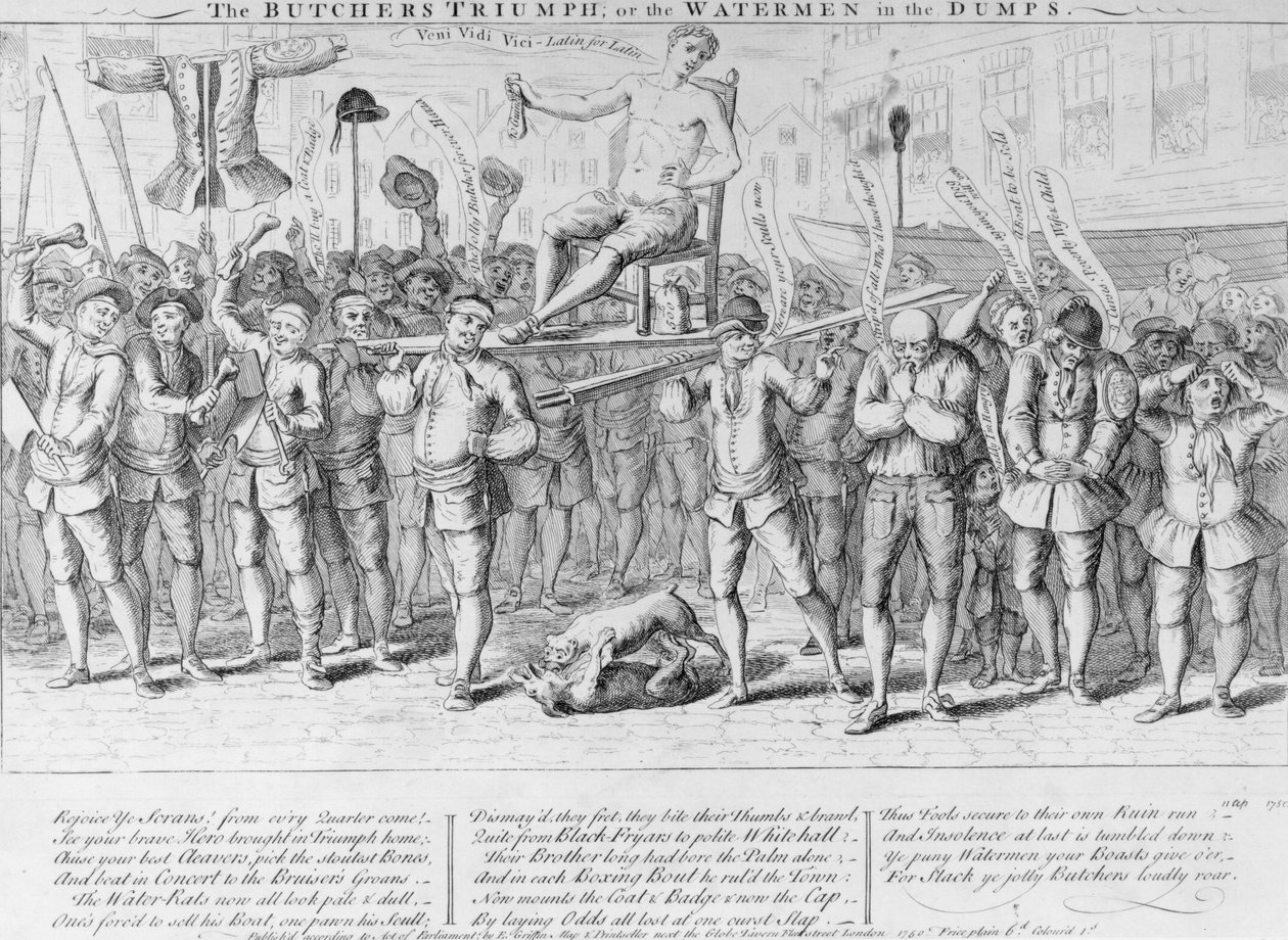 Triumf rzeźników, czyli Waterman na wysypiskach, 1750 autorstwa English School