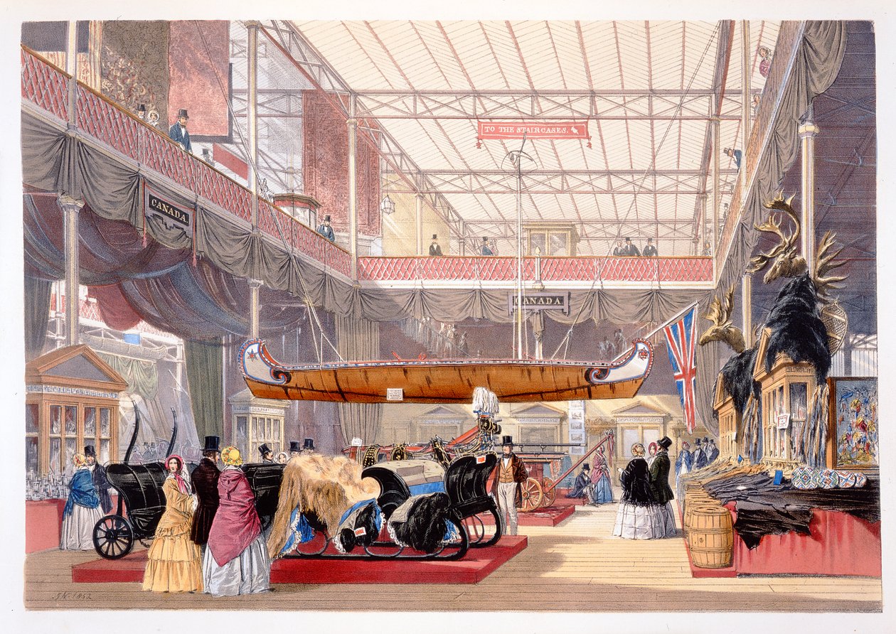 The Canadian Hall from Dickinsons Comprehensive Pictures of the Great Exhibition of 1851..., opublikowanej przez Dickinson Brothers, 1854 autorstwa English School