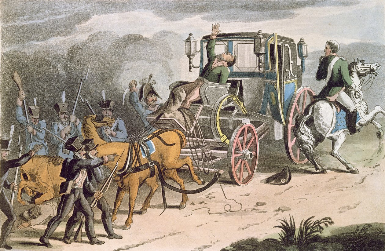 Zdobycie karety Bonapartes pod Waterloo, 18 czerwca 1815, 1816 autorstwa English School