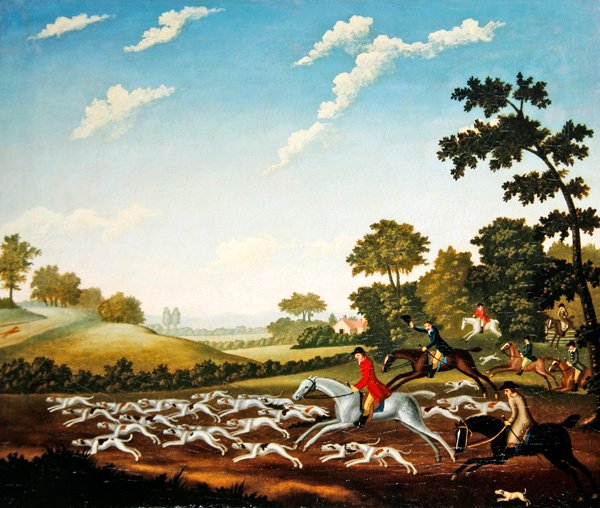 Pościg, ok. 1770 (olej na płótnie) autorstwa English School