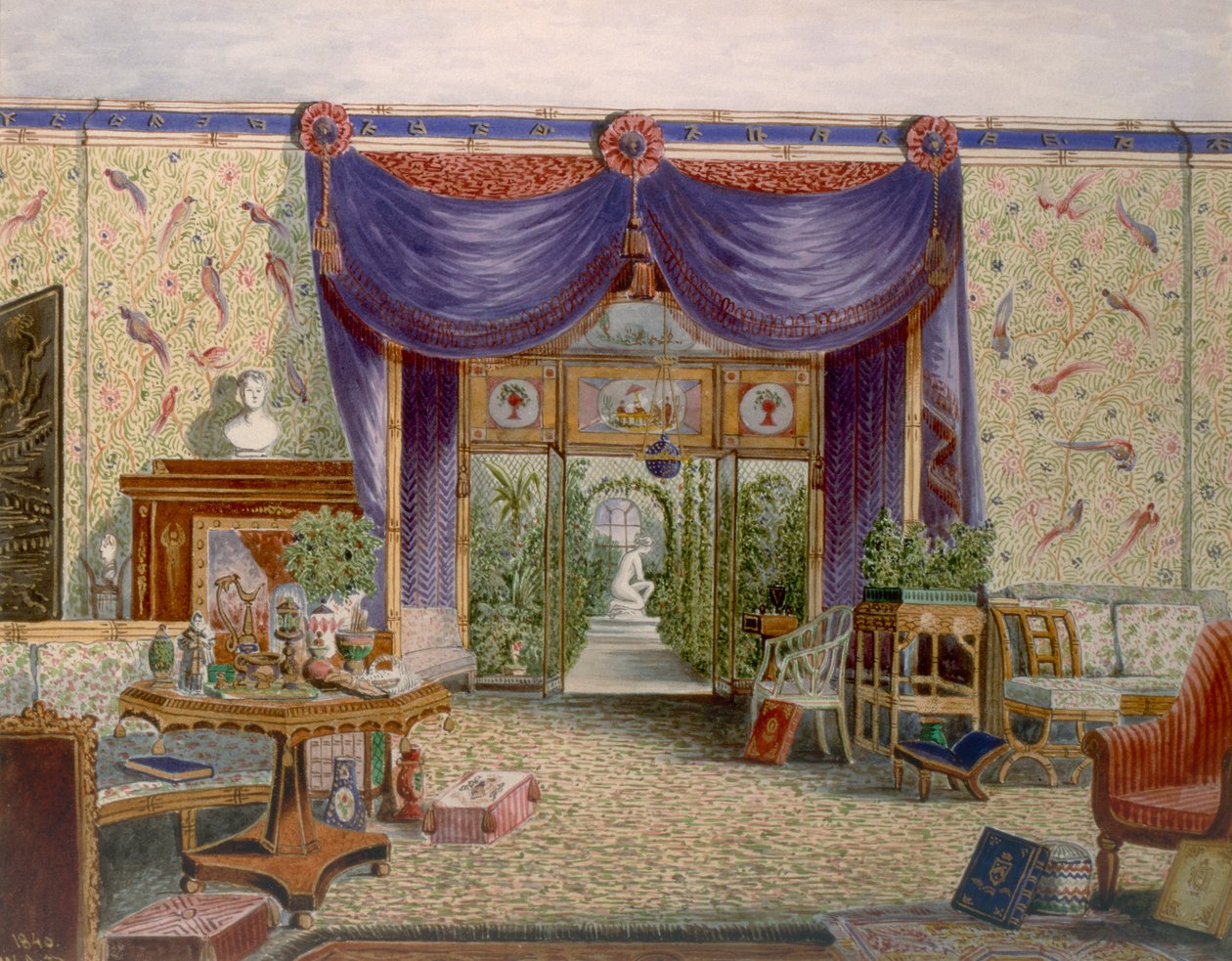 Pokój Chiński w Middleton Park, Oxfordshire, 1840. autorstwa English School
