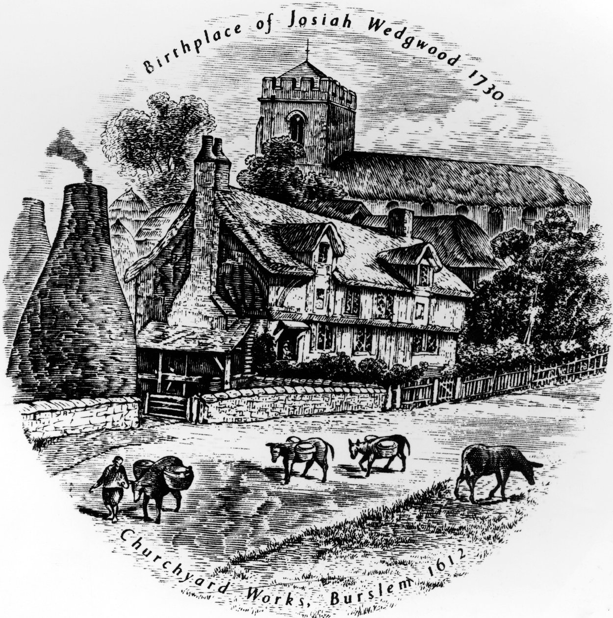 Prace na cmentarzu i kościół św. Janów, Burslem, XIX w. autorstwa English School