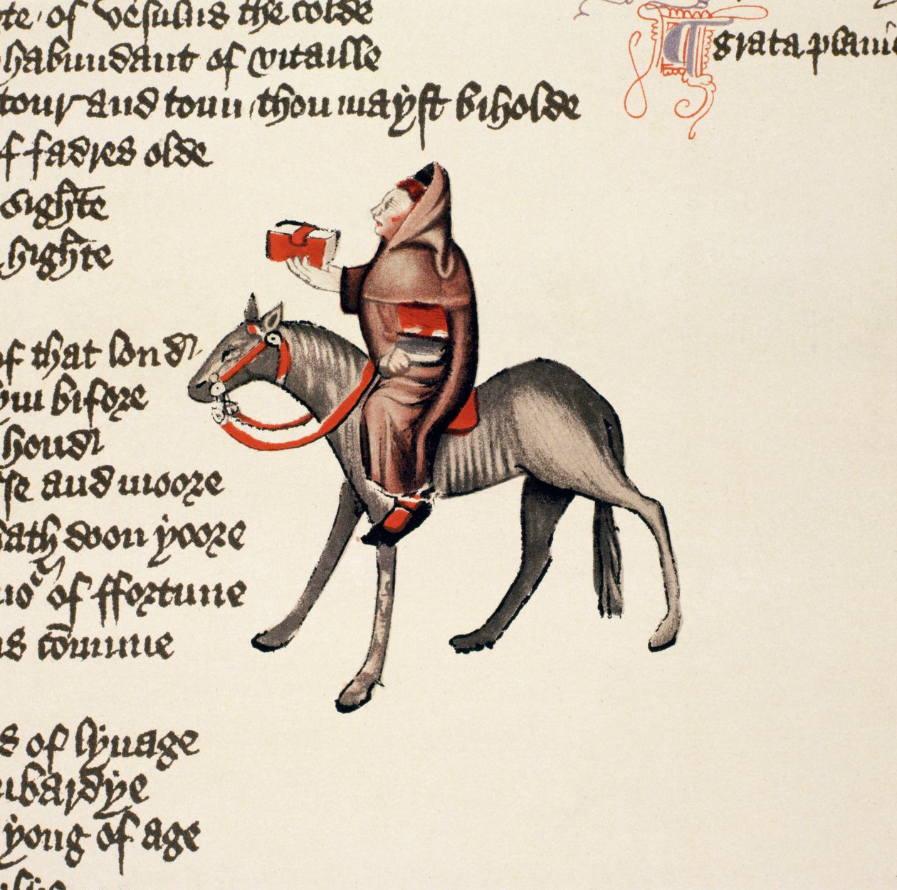 The Clerk of Oxfords Tale, fragment z The Canterbury Tales, Geoffrey Chaucer (ok. 1342-1400) Rękopis Ellesmere