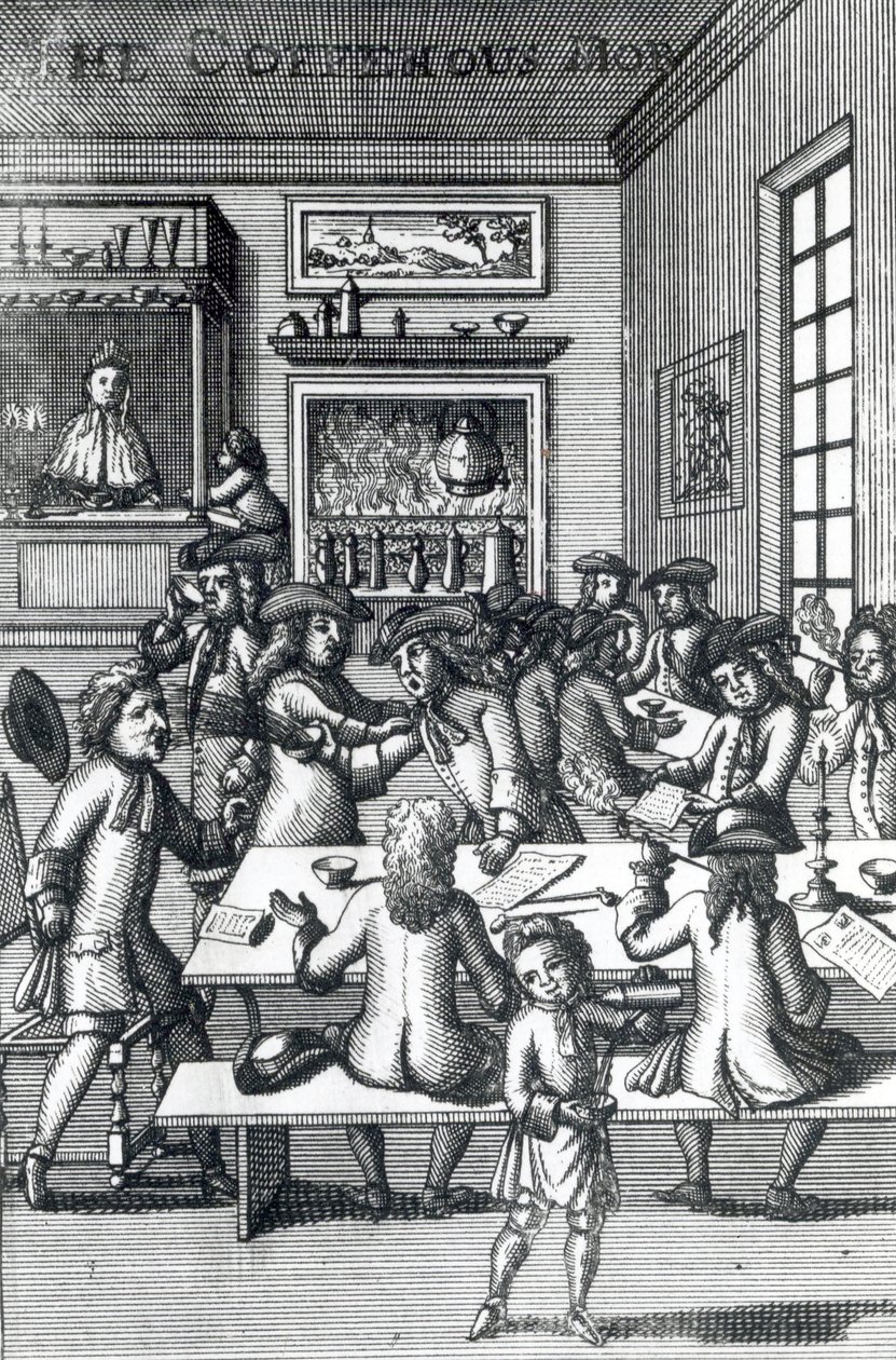 The Coffeehouse Mob, autorstwa Edwarda Warda, zaczerpnięte z Vulgus Britannicus, 1710 autorstwa English School