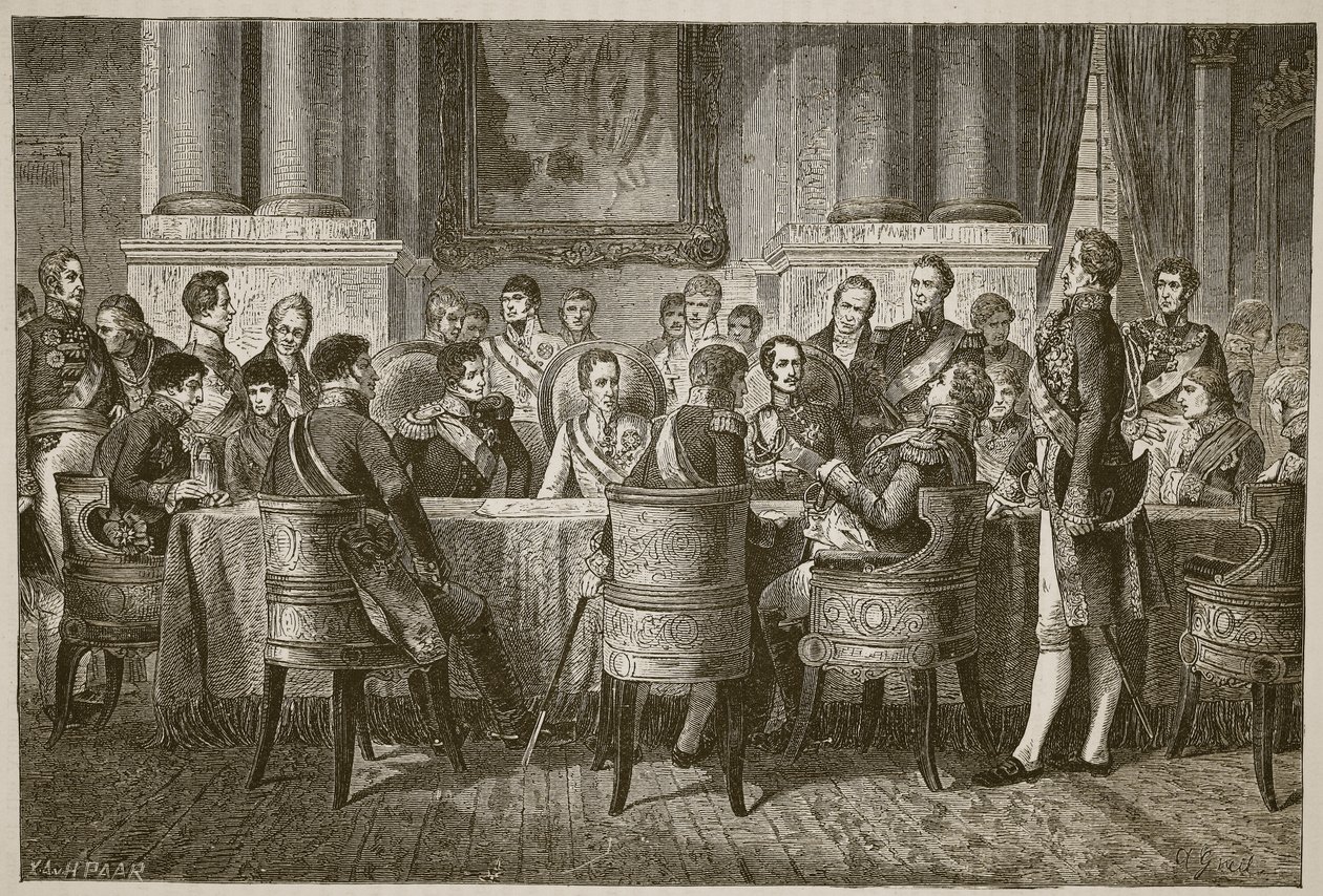 Kongres Wiedeński, ilustracja z Cassells Illustrated History of England (zdjęcie w sepii) autorstwa English School