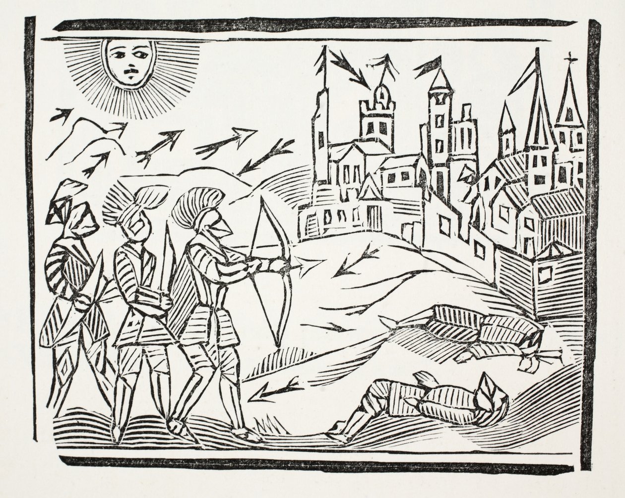Podbój Francji z życiem i chwalebnymi czynami Edwarda Czarnego Księcia, ilustracja z książki Chap-books of the Eighteenth Century Johna Ashtona, wyd. 1882 autorstwa English School