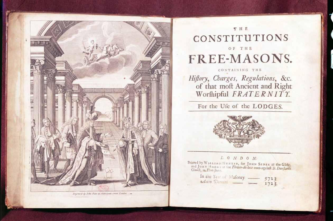 „Konstytucje masonerii dr Jamesa Andersona (ok. 1680-1739) opublikowane w Londynie w 1723 r.” autorstwa English School