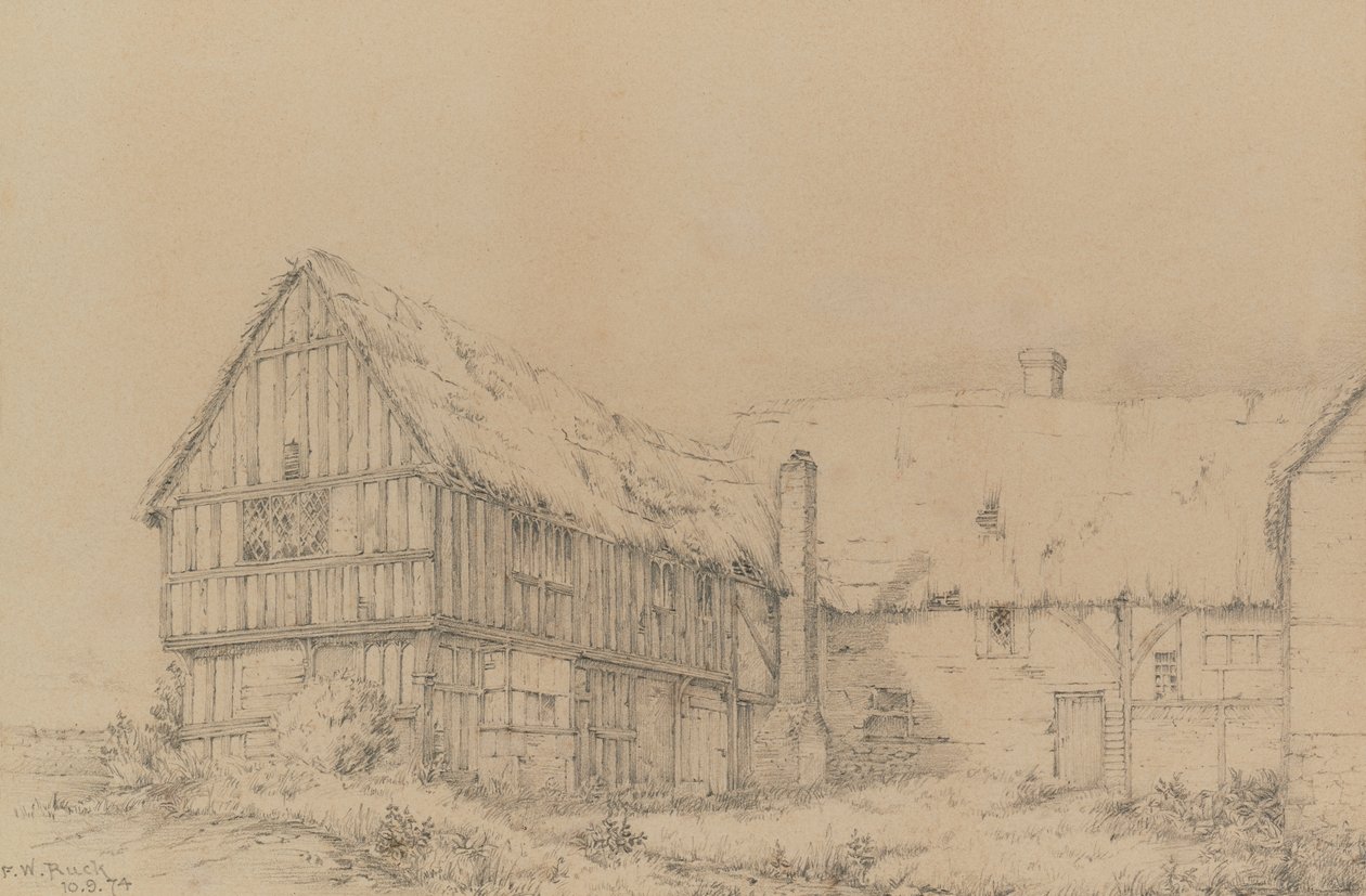 Court Lodge w East Farleigh, niedaleko Maidstone, c.1874 (ołówek) autorstwa English School