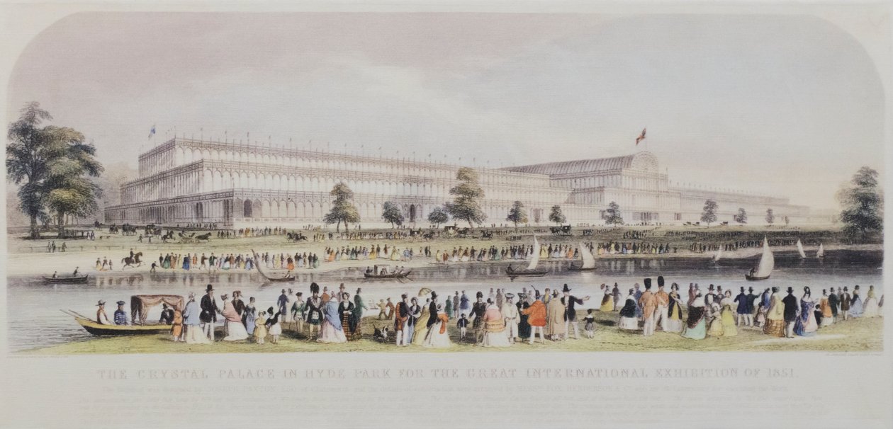 Kryształowy Pałac w Hyde Parku na Wielkiej Wystawie Międzynarodowej w 1851 r. (zdjęcie ilustracyjne) autorstwa English School