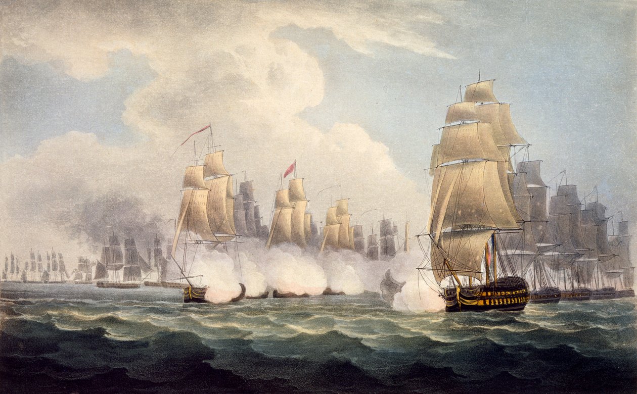Klęska Francuzów pod Linois przez Commodore Dances Squadron, 15 lutego 1804 z The Naval Chronology of Great Britain, J. Ralfe autorstwa English School