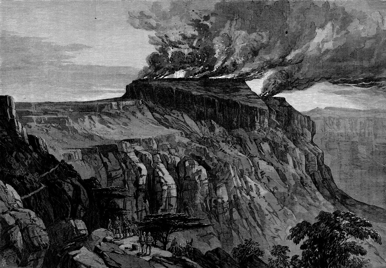 Zniszczenie Magdali, z wyprawy brytyjskiej do Abisynii, 1868 autorstwa English School