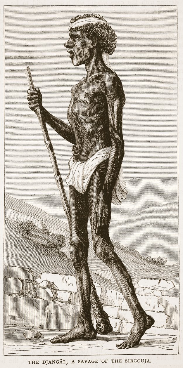 Djangal, dziki z Surguja, ilustracja z Ilustrowanej Historii Anglii Cassella autorstwa English School