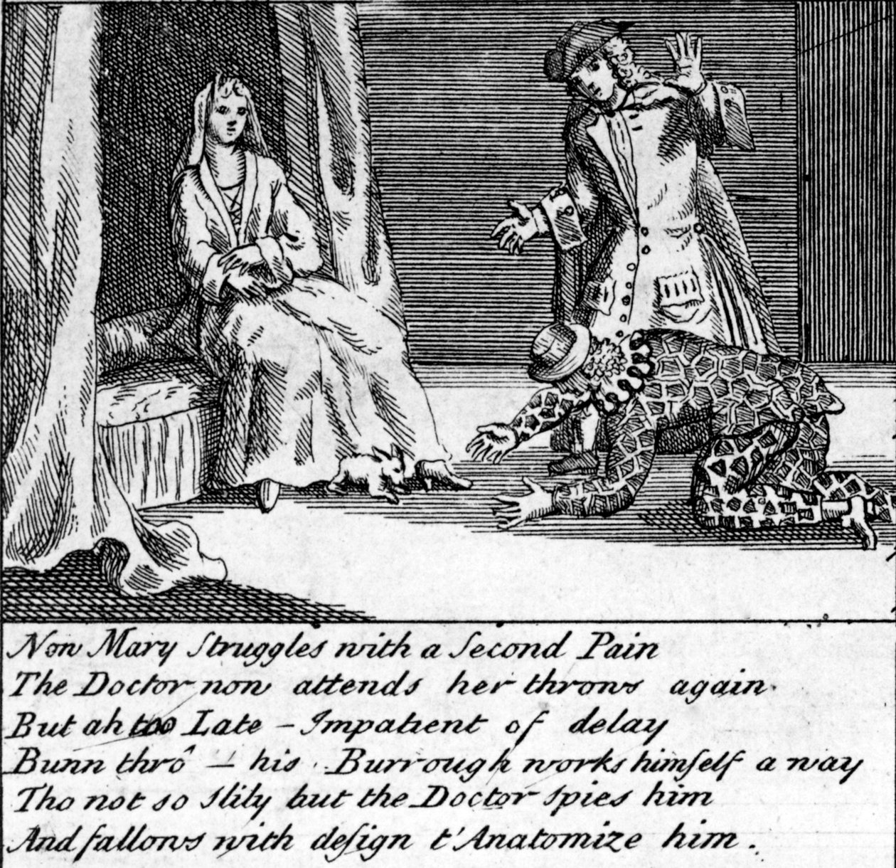 Doktor porodu, czyli New Whim Wham z Guildford, ok. 1726 autorstwa English School