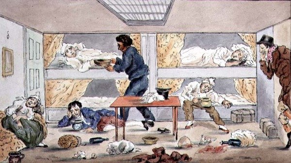Skutki choroby morskiej, ok. 1825 (pióro i atrament z akwarelą na papierze) autorstwa English School