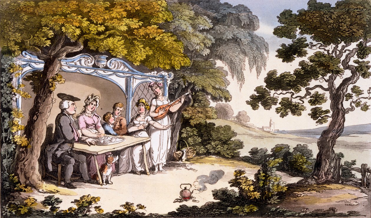 The Fair Penitent, Repozytorium Sztuki Ackermanns 1817 (ręcznie barwiony grawer) autorstwa English School