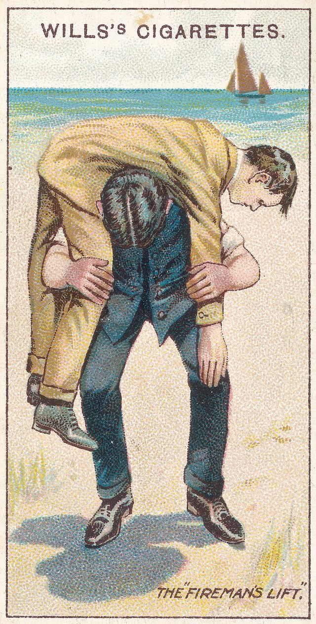 Winda strażaków nr 1, nr 18 z serii kart z papierosami Willss First Aid, 1913 r. autorstwa English School