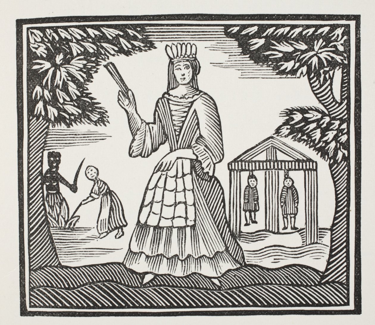 Fortuny i nieszczęścia Moll Flanders, który urodził się w Newgate, ilustracja z książki Chap-books of the Eighteenth Century Johna Ashtona, wyd. 1882 autorstwa English School