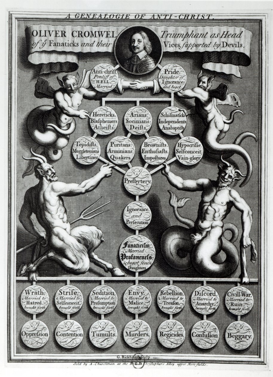 Genealogia Antychrysta Olivera Cromwella (1599-1658) autorstwa English School