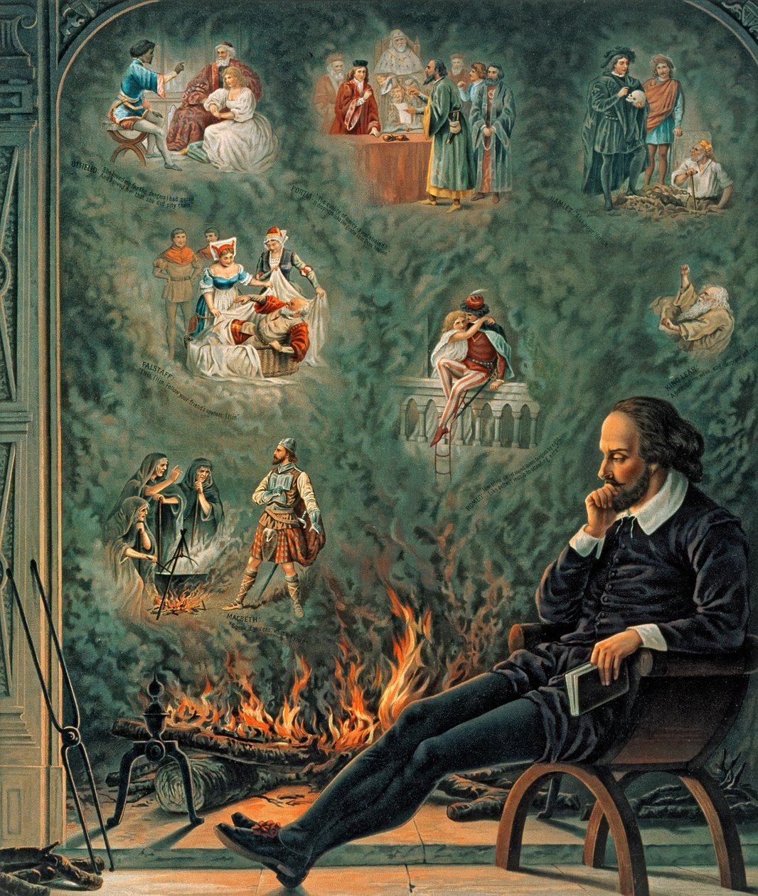 Geniusz Szekspira, opublikowany w 1888 r. (chrom lito) autorstwa English School