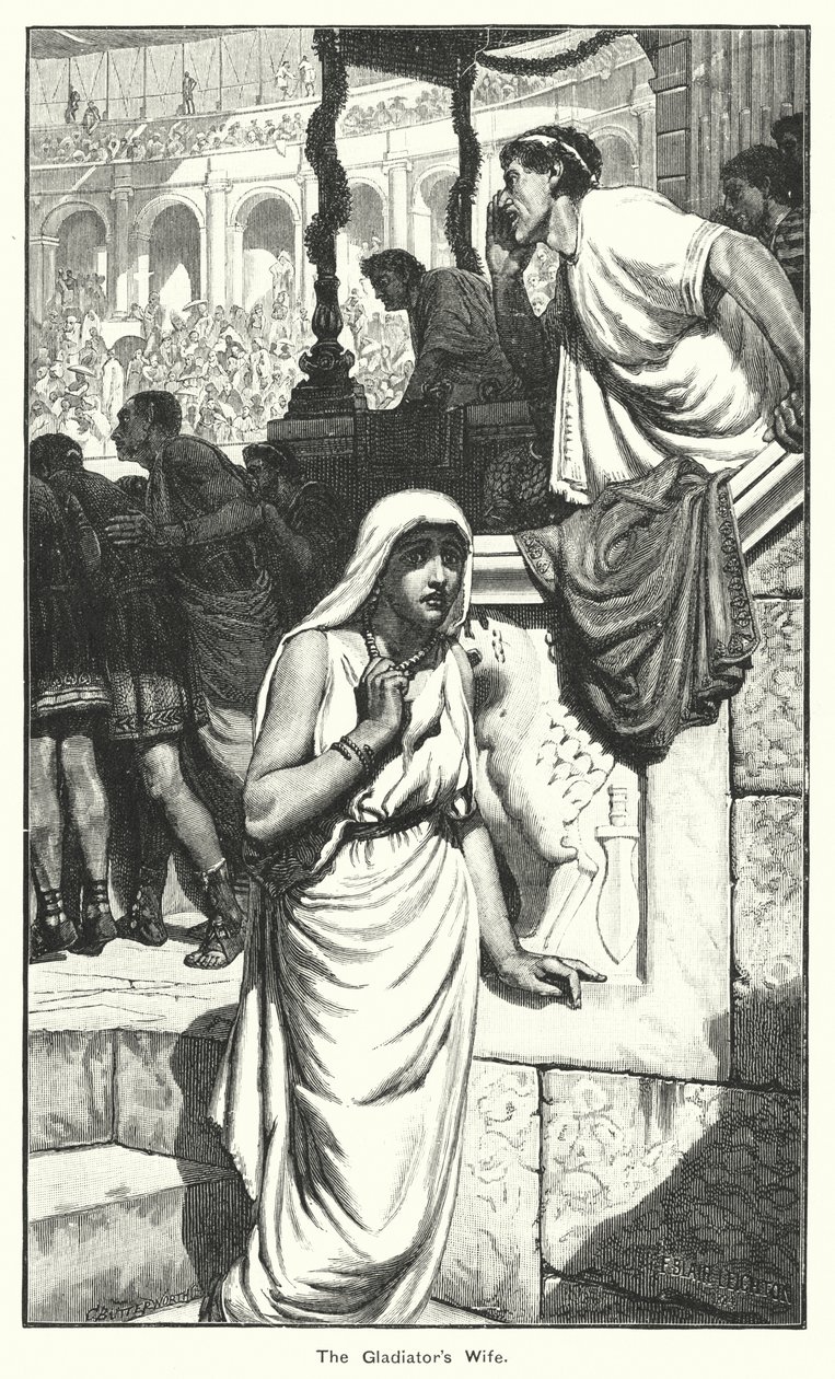 Żona gladiatora (rycina) autorstwa English School