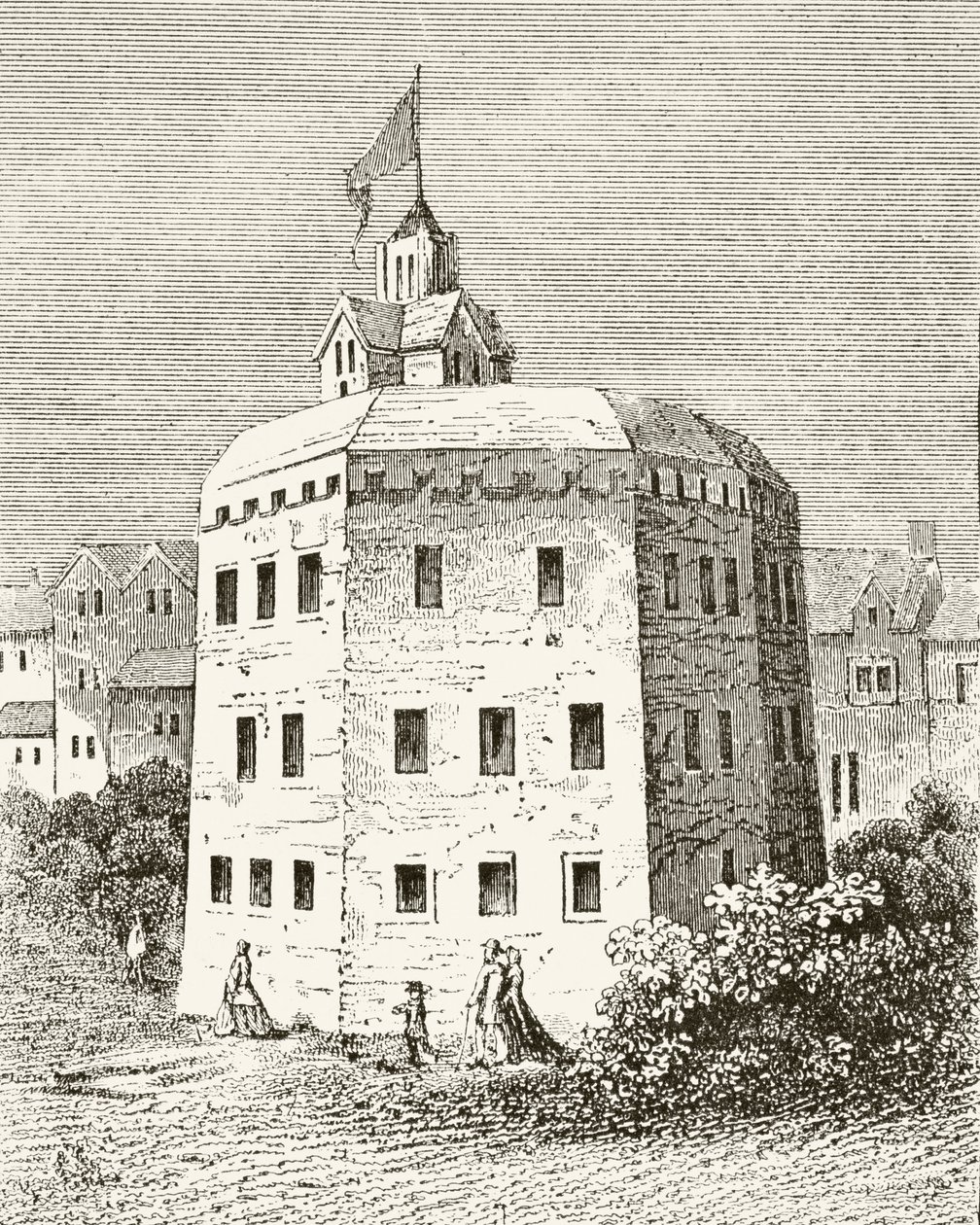 The Globe Theatre, Southwark, z „The National and Domestic History of England” Williama Hickmana Smitha Aubreya (1858-1916), wydana w Londynie, ok. 1890 autorstwa English School
