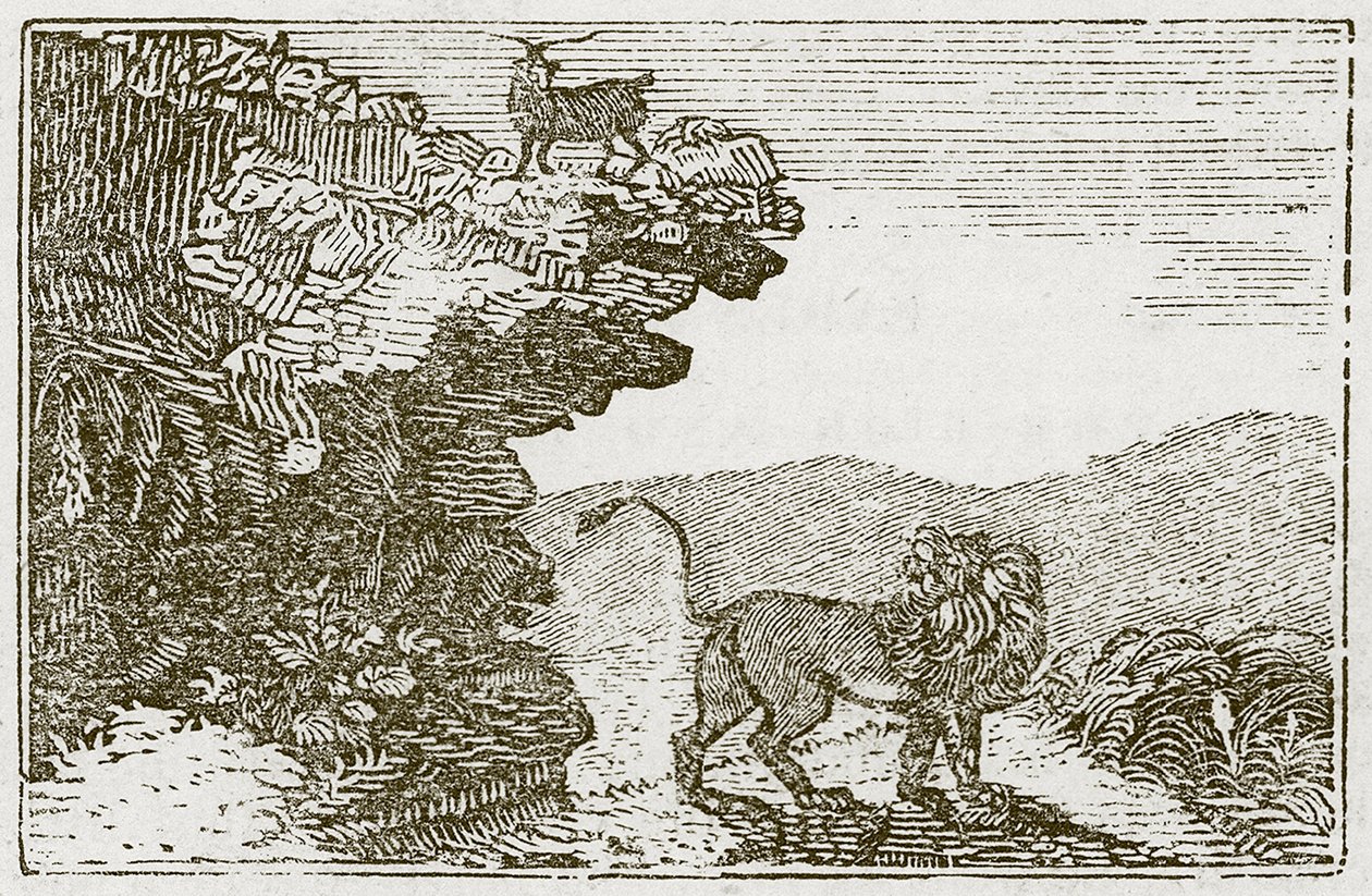 Koza i lew (rycina) autorstwa English School