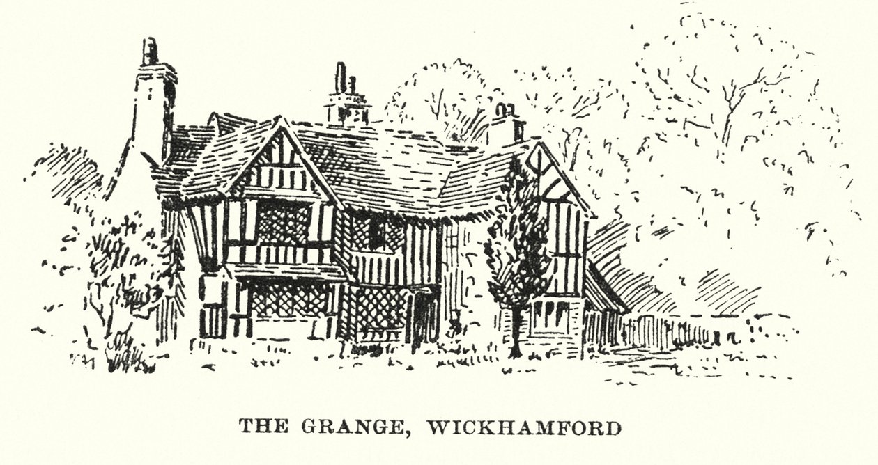 The Grange, Wickhamford (litografia) autorstwa English School