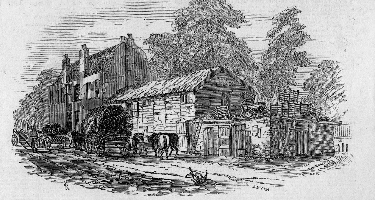 Dom w połowie drogi między Knightsbridge i Kensington, grawerowany przez Fredericka Jamesa Smytha, 1848 autorstwa English School