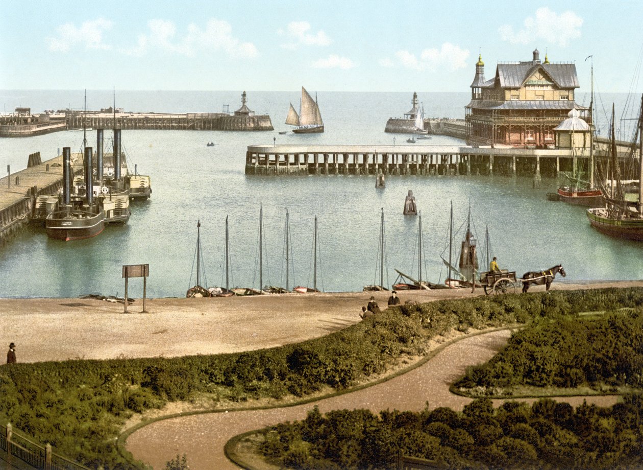 Port, Lowestoft (zdjęcie ręcznie kolorowane) autorstwa English School