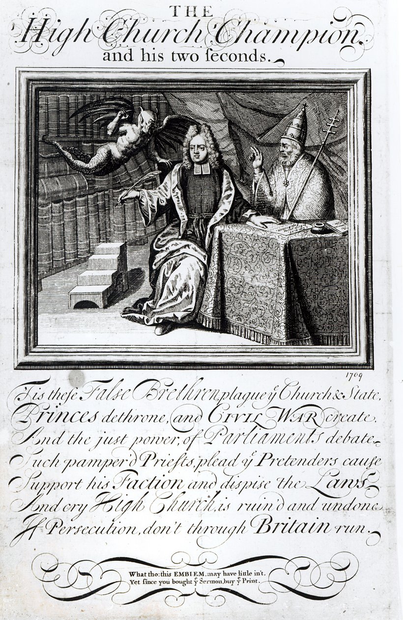 Czempion Wysokiego Kościoła i jego dwie sekundy, 1709 autorstwa English School