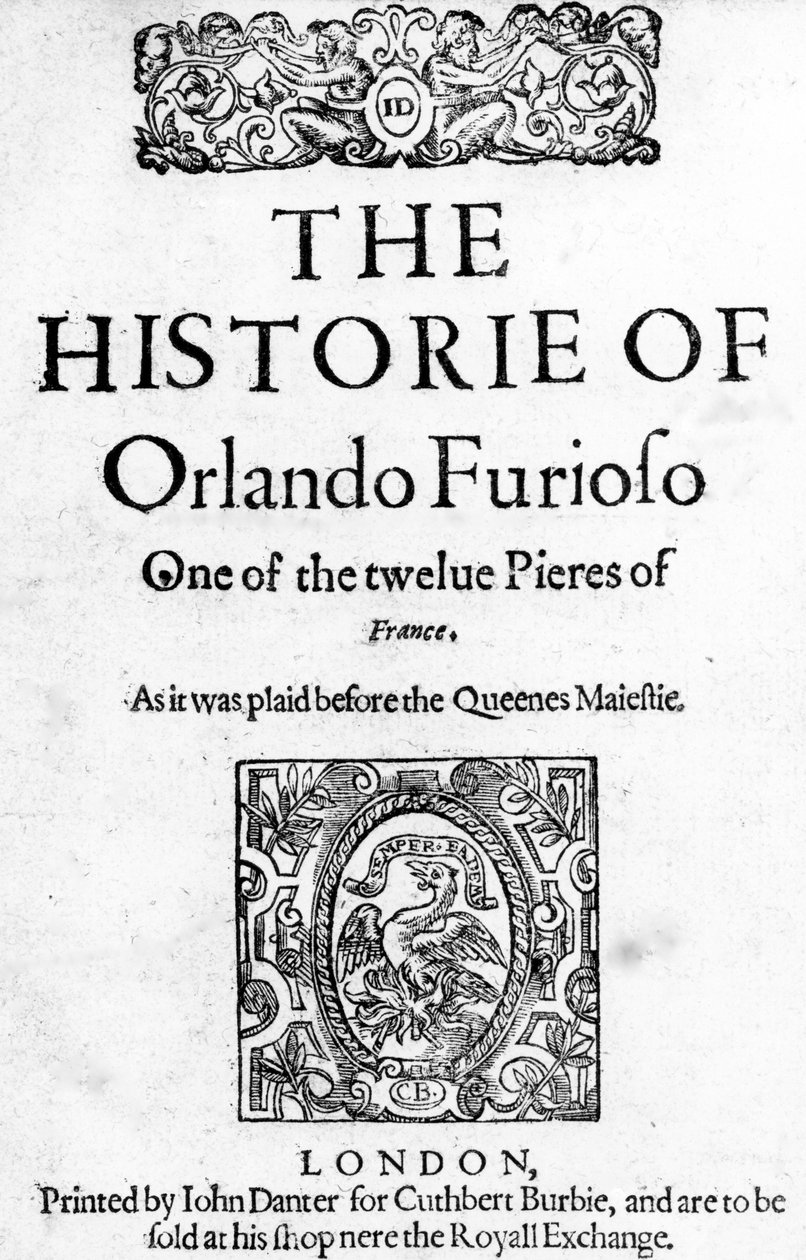 Historia Orlando Furioso autorstwa Ludovico Ariosto, 1594 autorstwa English School