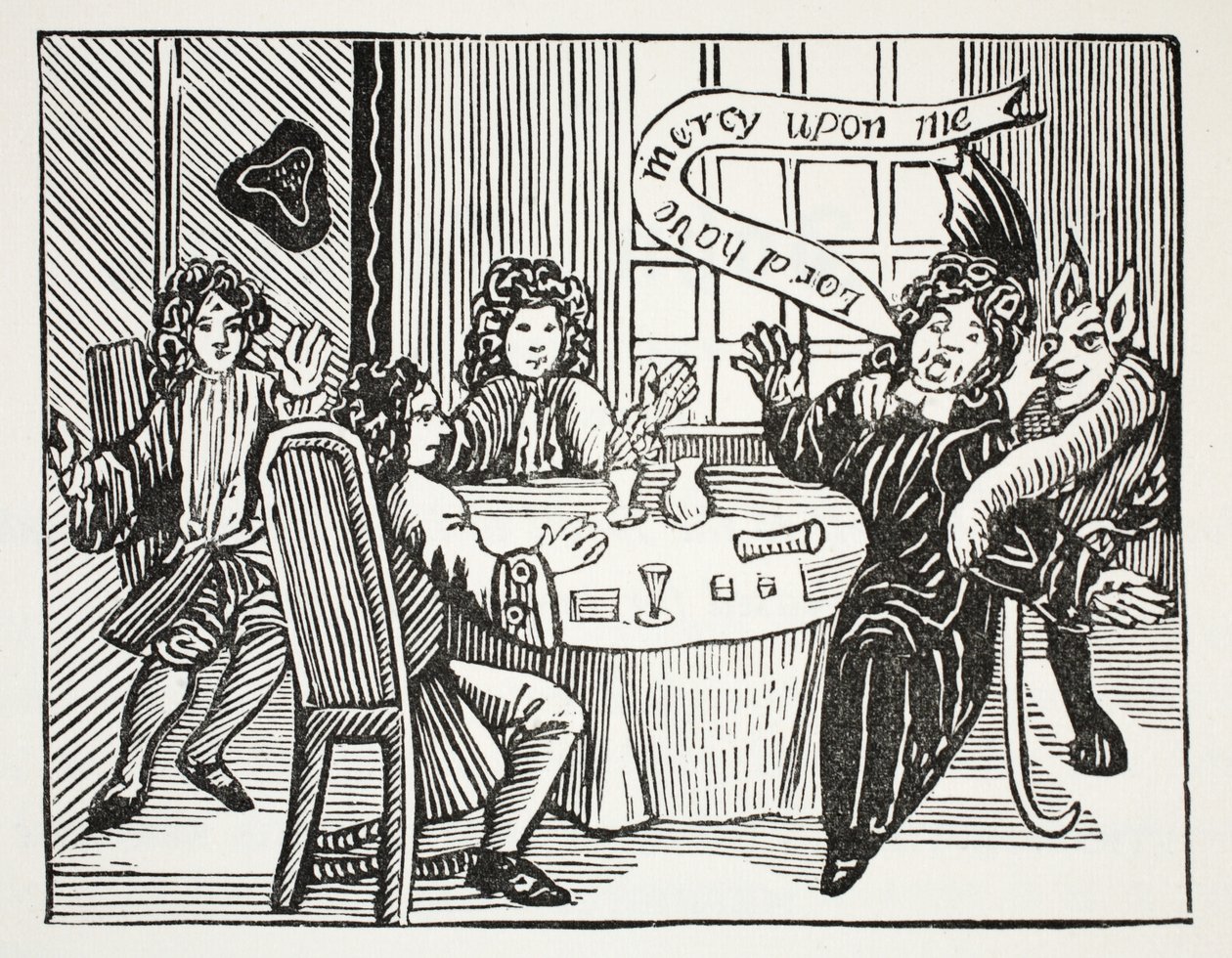 The History of Dr John Faustus, ilustracja z rozdziałów XVIII wieku autorstwa Johna Ashtona, wyd. 1882 autorstwa English School
